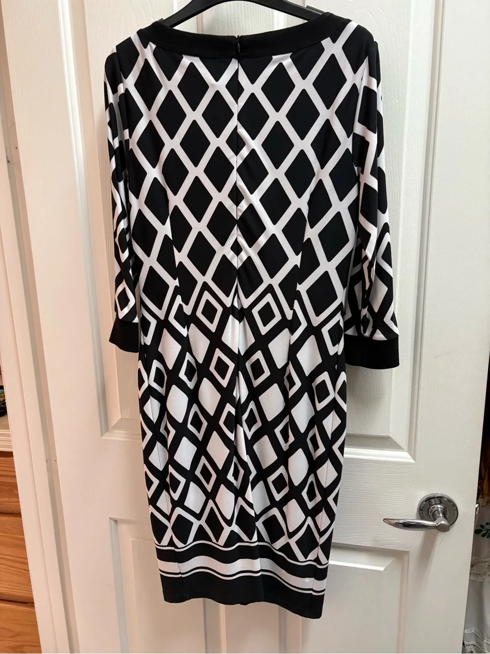 Joseph Ribkoff Black & White Geometric Midi Dress - Picture 2 of 3